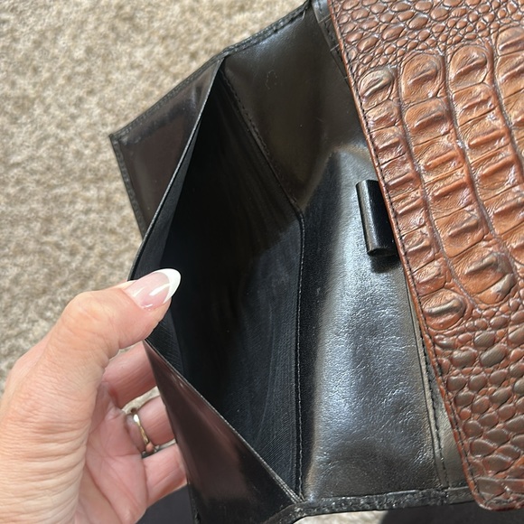 Brahmin Black Leather Brown Croc Wallet VTG EUC - Picture 9 of 15